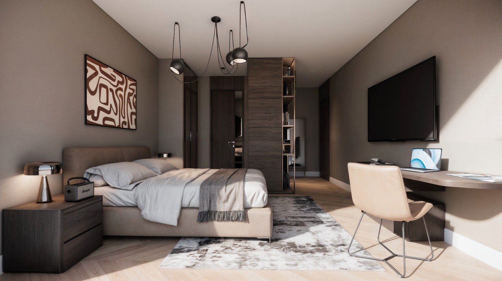 Royest Villas yatak odası çalışma köşesi